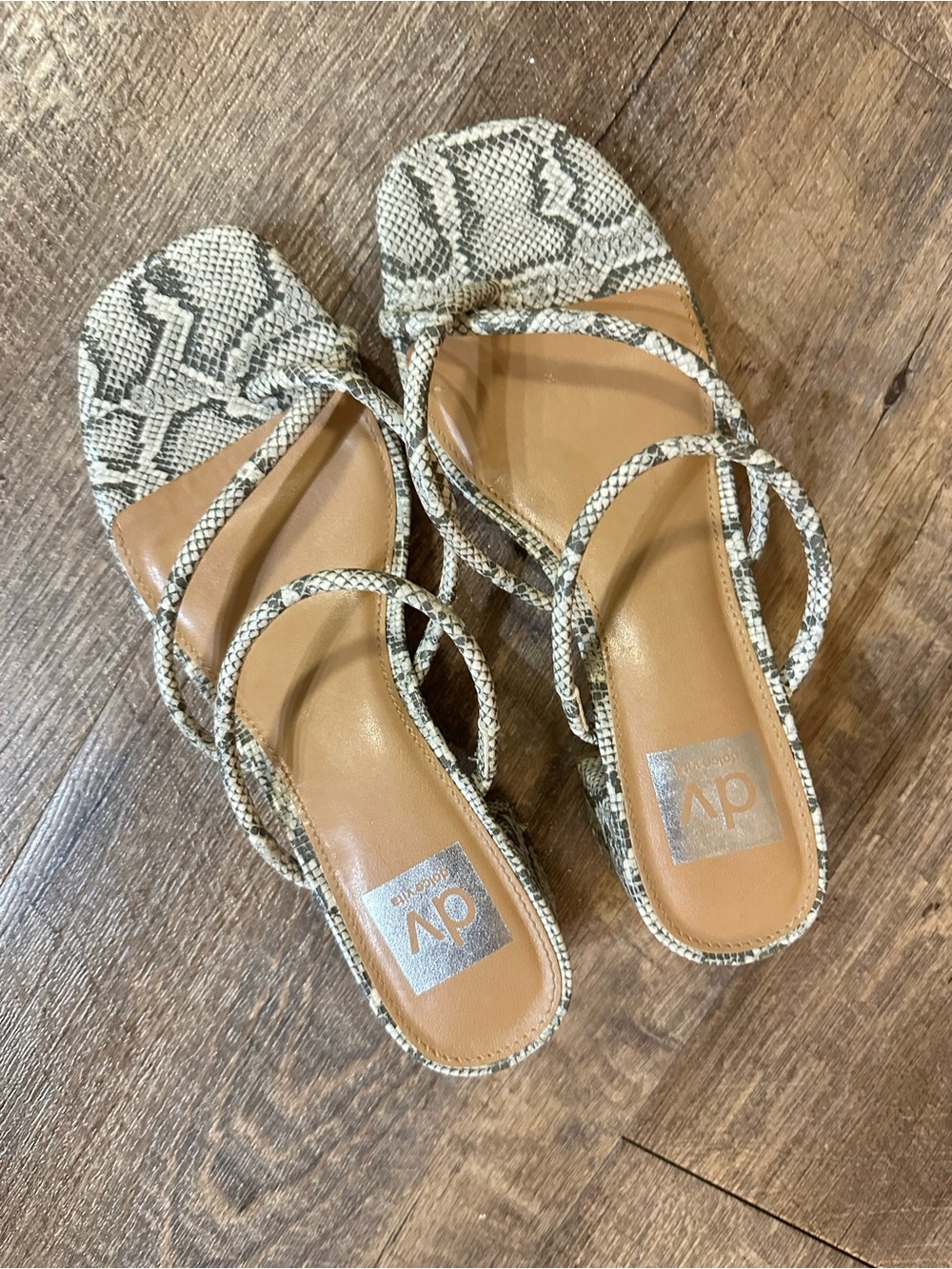 Dolce Vita Snake-Print Braided Strap Slide Sandals in Tan Size 7.5 US